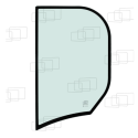 Fenster an der Seite hinter der linken Tür eines Yanmar B55W-2 aus den Jahren 2009 bis 2011